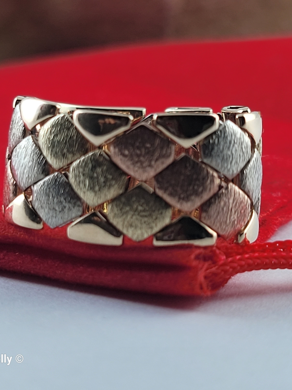 14K Tri-Color Gold Satin Flexible Cigar Band Ring Size 9 – Made in Italy! 👌🎁